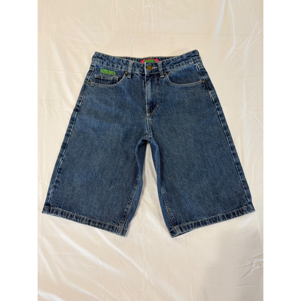 Empyre Sydney Wide Leg Denim Skater Shorts Blue 30 Y2K Baggy Jorts Streetwear